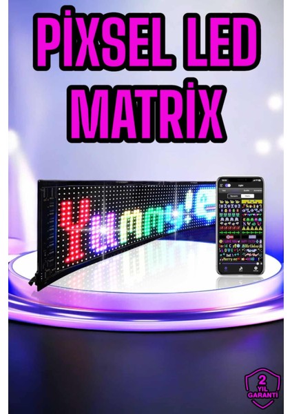 Piksel LED Matrix Rgb Işıklı LED Yazılı Bluetooth Bağlantılı 16X64