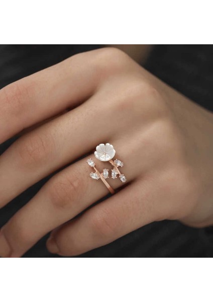 ​gümüş Rose Beyaz Bahar Çiçeği Yüzük modelleri