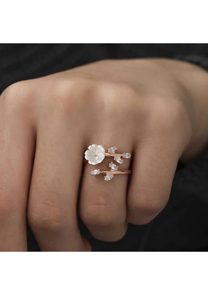 ​gümüş Rose Beyaz Bahar Çiçeği Yüzük fırsatları