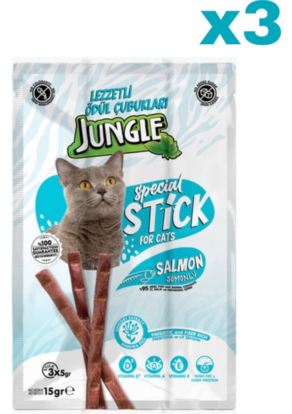 Kedi Maması Ödül Çubuğu Stick Somonlu 3 Adet (1X15GR)