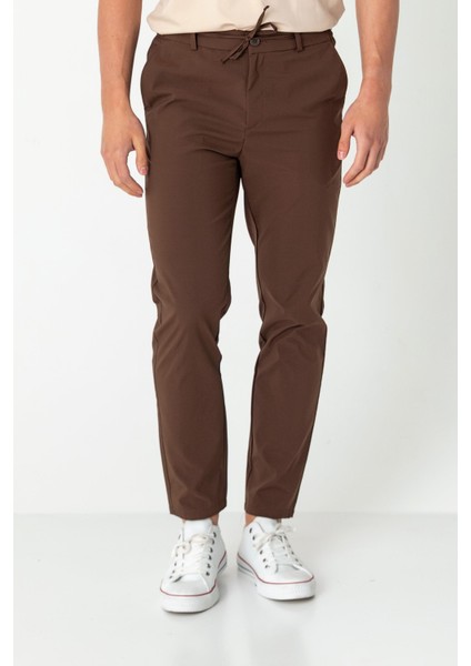 Erkek Beli Lastikli Likralı Bağcıklı Rahat Kumas Pantolon