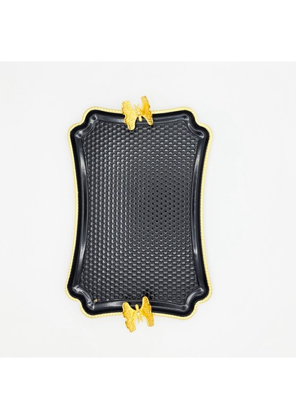 Siyah Metal Dövmeli Dikdörtgen Kelebekli Sunum