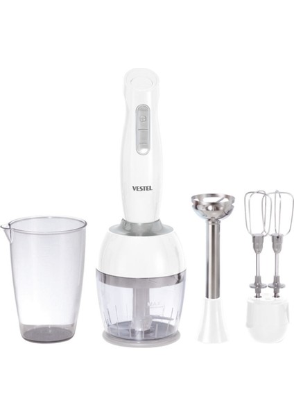 Beyaz Vanilya 2000 B 1000 W El Blender Seti, Pratik ve Şık Mutfak Yardımcı!