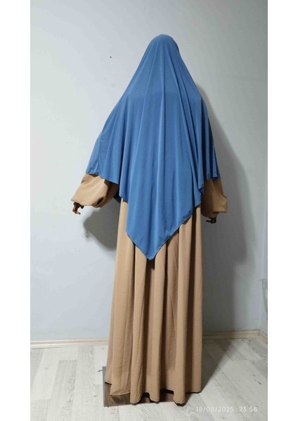Maksi Boy Sandy Sufle Khimar Hazır Hijab Eşarp Indigo modelleri