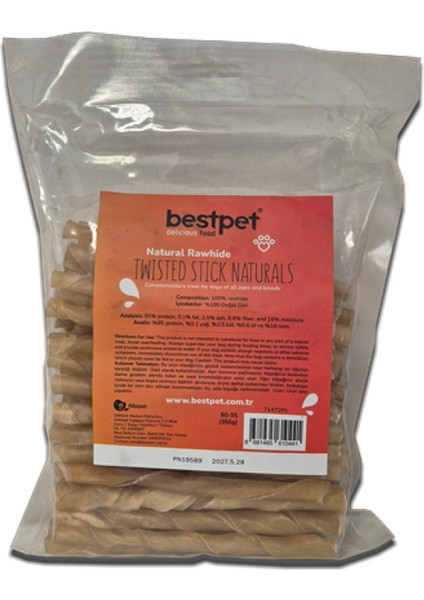 Zengezur Bestpet 350 gr Twisted Stick Naturals, %100 Doğal Deri Burgu Köpek Ödül Çubuğu fiyatları