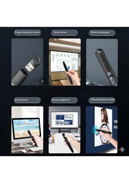 Akıllı Tahta Dokunmatik Yazım Kalemi Kablosuz Lazerli Fiber Uçlu Dijital Slayt Sunum Kumandası fırsatları