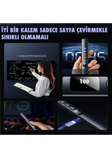 Akıllı Tahta Dokunmatik Yazım Kalemi Kablosuz Lazerli Fiber Uçlu Dijital Slayt Sunum Kumandası