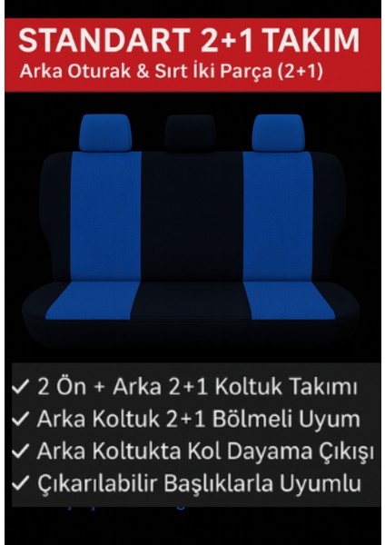 Ford Kuga 2008-2012 Trend – Ticari Araç 2+1 Uyumlu Vira GrindSport Koltuk Kılıfı – Mavi Siyah, Kolay Montaj modelleri