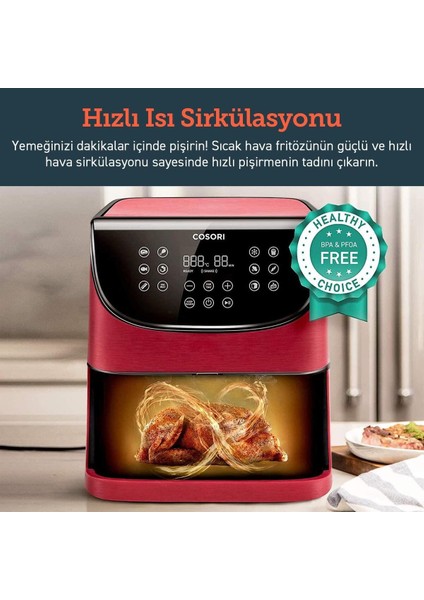 Kırmızı Xxl Yağsız Sıcak Hava Fritözü, 5,5 Lt, 1700 W fiyatları