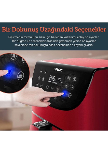 Kırmızı Xxl Yağsız Sıcak Hava Fritözü, 5,5 Lt, 1700 W