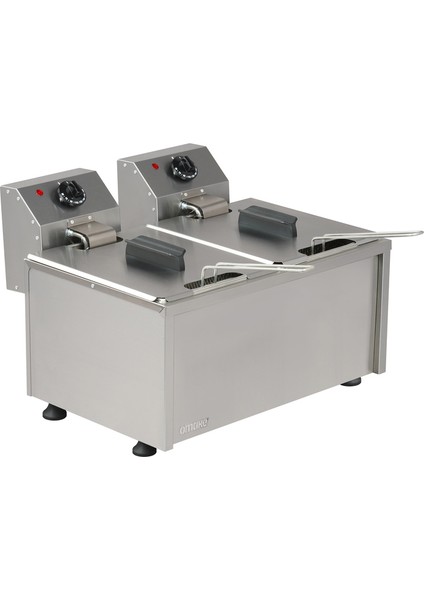 Geniş 10+10 Litre Fritöz, Şık Gri Renk, Yüksek Performans, Kolay Kullanım