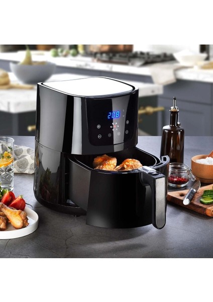 Dijital Sıcak Hava Fritözü, Sağlıklı ve Pratik Kullanım, Siyah Renk