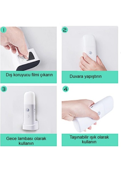 Hareket Sensörlü Şarjlı LED Gece Lambası 2000 Mah, 120° Algılama 5 Kademe Sos Modu fiyatları