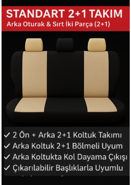 Mazda 323 F 2000-2002 – Ticari Araç 2+1 Uyumlu Vira Grindsport Koltuk Kılıfı – Bej Siyah, Kolay Montaj modelleri