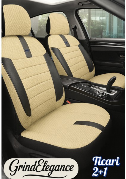 Land Rover Freelander 1997-2003 5 Kapı – Ticari Araç 2+1 Uyumlu Vira GrindSport Koltuk Kılıfı – Bej Siyah, Kolay Montaj