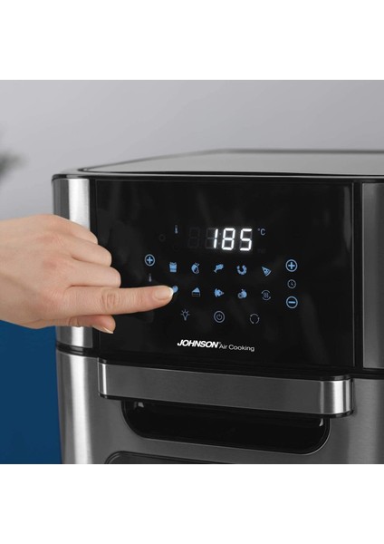 Döner Hazne 10 Ön Ayarlı Dijital 12L 1800W Sıcak Hava Fritözü Siyah
