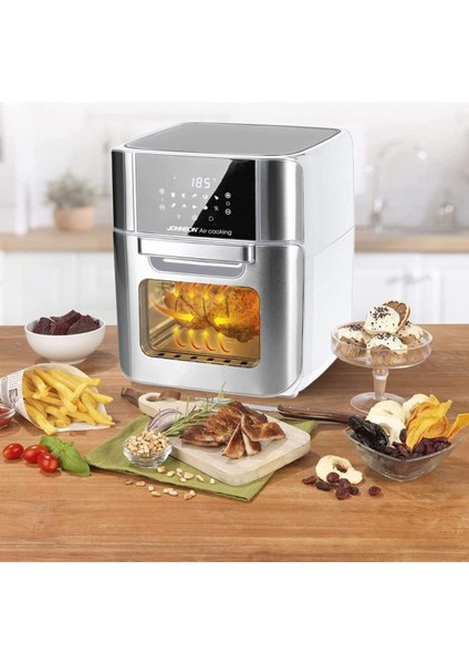 Döner Hazne 10 Ön Ayarlı Dijital 12L 1800W Sıcak Hava Fritözü Siyah