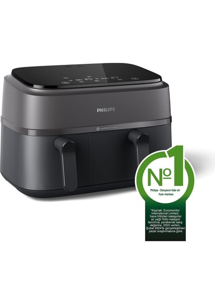 Iki Hazneli 9l Airfryer, Rapid Air, Homeıd Uygulaması, Siyah