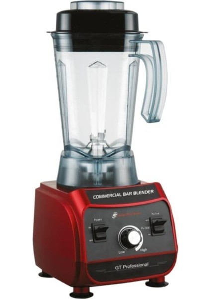 Yüksek Güçlü 1500W Profesyonel Çift Hızlı Bar Blender 2l Kırmızı