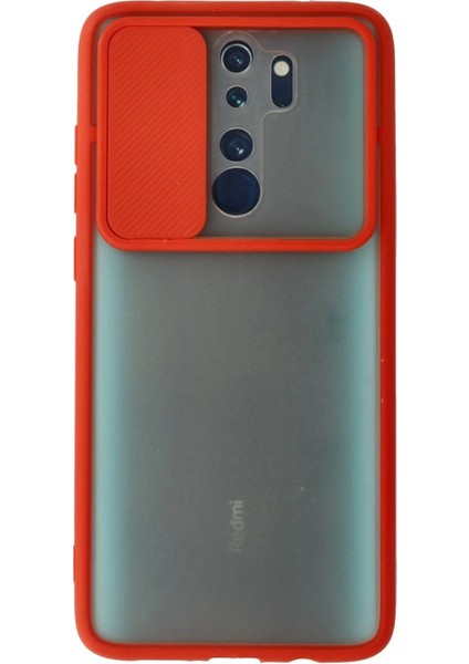 Xiaomi Redmi Note 8 Pro Kılıf Palm Buzlu Kamera Sürgülü Silikon - Kırmızı