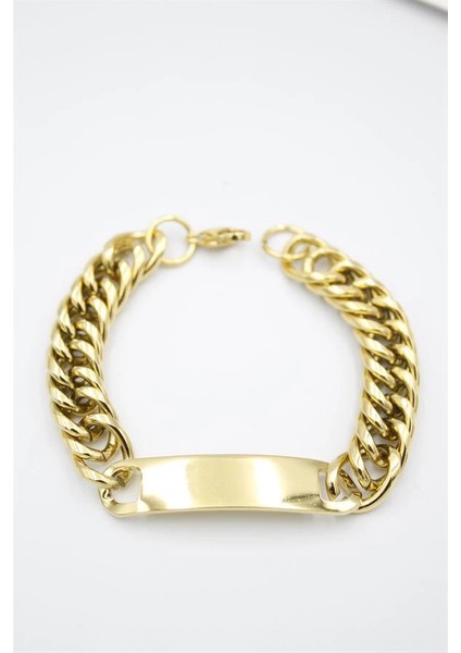 Plaka Zincir Bileklik - Altın