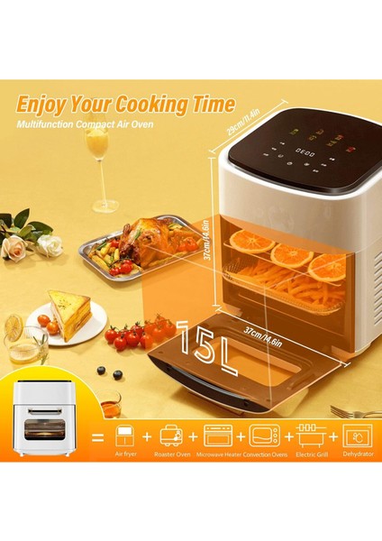 5 Fonksiyonlu 15L Dijital Hızlı Hava Isıtıcı LED Ekranlı Sepetli