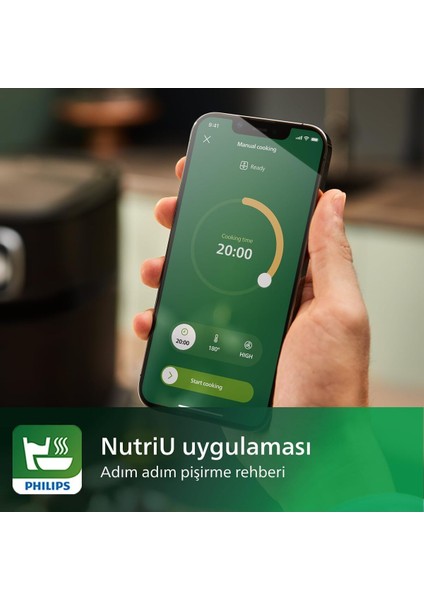 8,3l Wi-Fi Bağlantılı Zaman Ayarlı Yağsız Fritöz ve Izgara Seti, Siyah