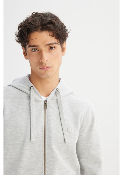 Regular Fit Normal Kesşim Kapüşonlu Fermuarlı Gri Melanj Sweatshirt Ceket fırsatları