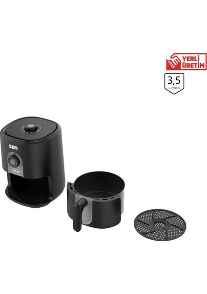 Yağsız Kızartma Sıcak Hava Fritöz Siyah 1000W