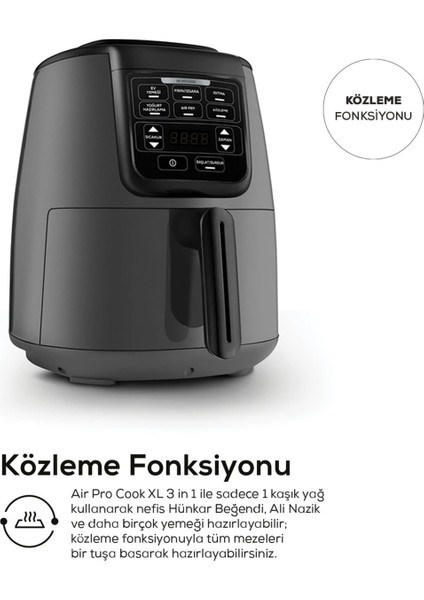 Çok Fonksiyonlu, Ev Yemekleri, Közleme, Fırın, Izgara, Sulu Yemek Airfryer Siyah indirimleri