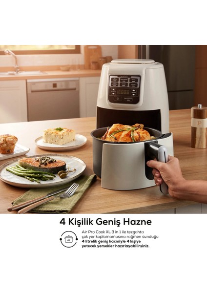 Çok Fonksiyonlu, Ev Yemekleri, Közleme, Fırın, Izgara, Sulu Yemek Airfryer Siyah