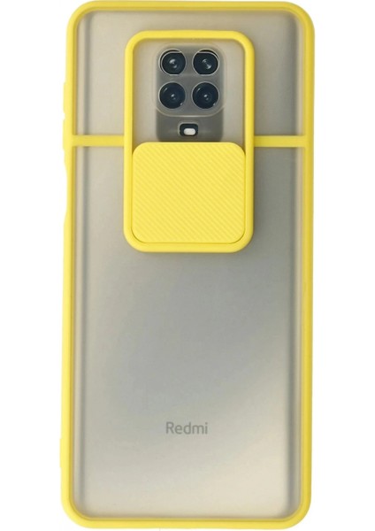 Xiaomi Redmi Note 9 Pro Kılıf Palm Buzlu Kamera Sürgülü Silikon - Sarı