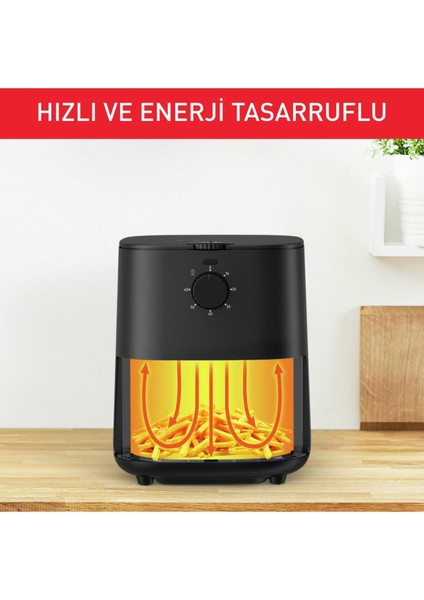 Enerji Tasarruflu 3,5 Lt Kompakt Yağsız Fritöz ve Hediye Lambader Siyah indirimleri