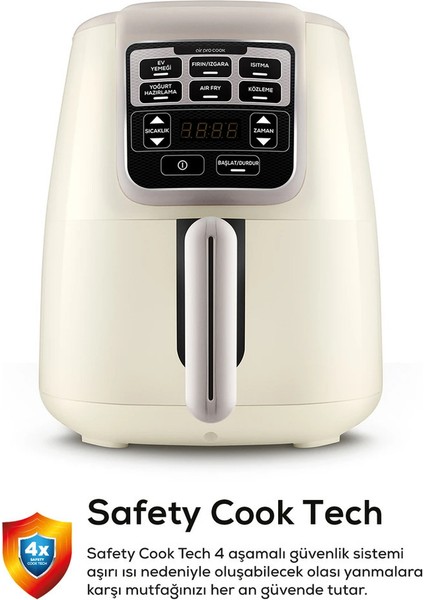 4lt Hacimli 6 Fonksiyonlu Çok Amaçlı Ev Yemeği, Közleme, Yoğurt Airfryer Bej modelleri