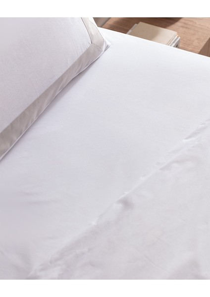 Valette Çift Kişilik %100 Pamuk Nevresim Takımı - Beyaz/Taş
