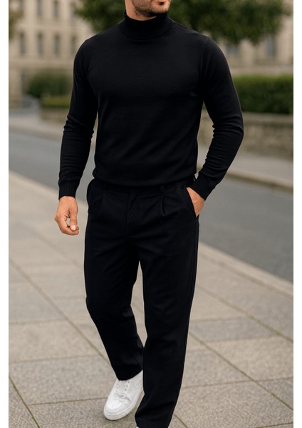 Erkek Yarım Balıkçı Ince Basic Triko Kazak