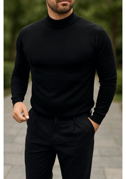 Erkek Yarım Balıkçı Ince Basic Triko Kazak modelleri
