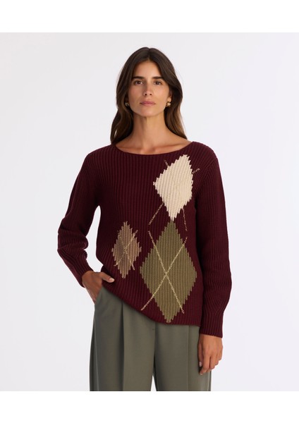 Regular Kayık Yaka Uzun Kol Kazak