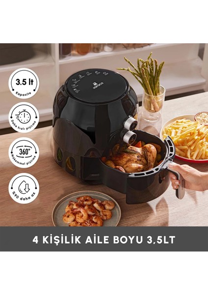 Beyaz Yağsız Fritöz, 3,5 L, Çok Amaçlı, Sağlıklı Pişirme, Pratik ve Hızlı Kullanım fiyatları