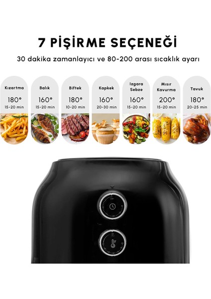 Beyaz Yağsız Fritöz, 3,5 L, Çok Amaçlı, Sağlıklı Pişirme, Pratik ve Hızlı Kullanım