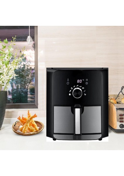 Yüksek Performanslı 1700W 5.5l Kapasiteli Hacimli Yağsız Fritöz Siyah fiyatları