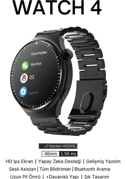 Şık Erkek Spor Akıllı Saat, Gps, Nfc, Bluetooth, Sesli Görüşme, Uyumlu, Siyah