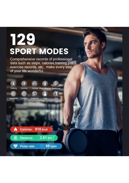 Şık Erkek Spor Akıllı Saat, Gps, Nfc, Bluetooth, Sesli Görüşme, Uyumlu, Siyah