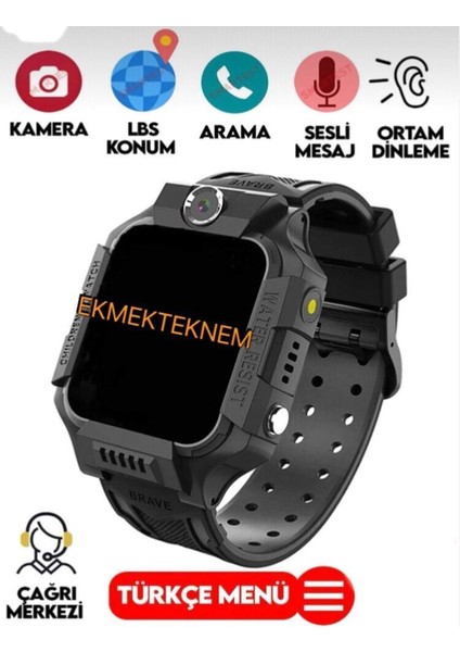Konum Takipli Çocuk Akıllı Saat, Sim Kartli, Lbs, Sos, Dinleme, Siyah fiyatları