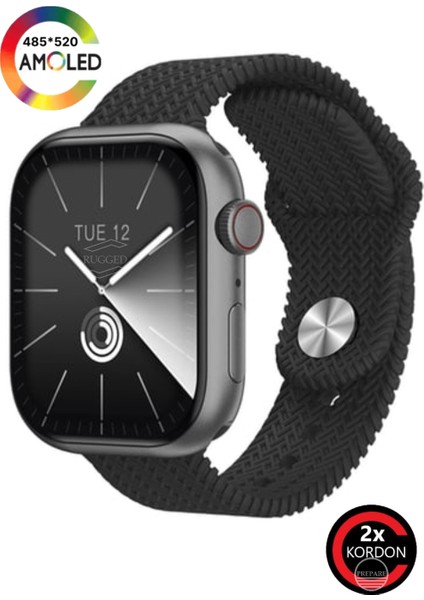 45MM Super Amoled Ekran Akıllı Saat, Oyun, Asistan, Kordon Kilitli, Siyah