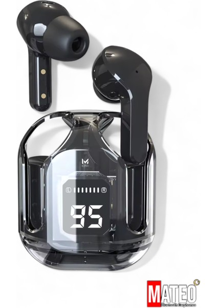 Şık Akıllı Saat ve Kablosuz Kulaklık Seti, Siyah, Dokunmatik, Bluetooth, 2'li Paket