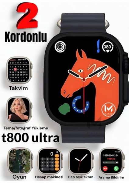 Akıllı Saat Watch 8 Ultra 45MM 1.99INÇ Türkçe Uyumlu Siyah Kasa