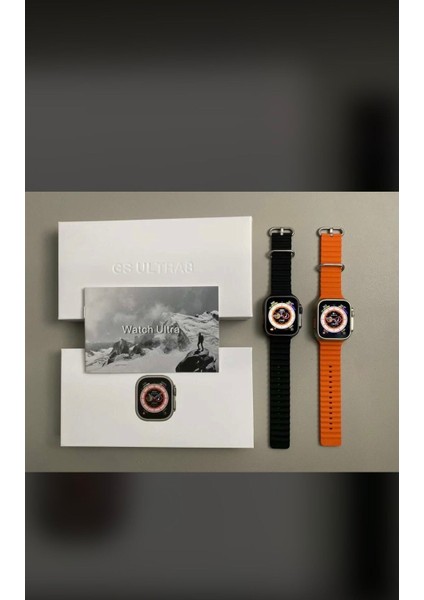 Şık 49MM Akıllı Saat, Ios ve Android Uyumlu, Çift Kordon, Gümüş Kasa, Yüksek Ekran