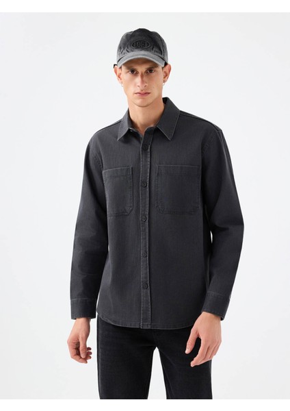 Relax Fit Antrasit Erkek Gömlek LF2040989