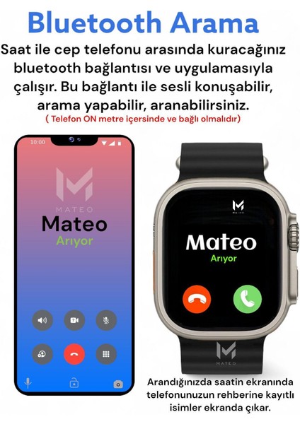 Şık 45MM Siyah Akıllı Saat ve Kablosuz Kulaklık Seti modelleri